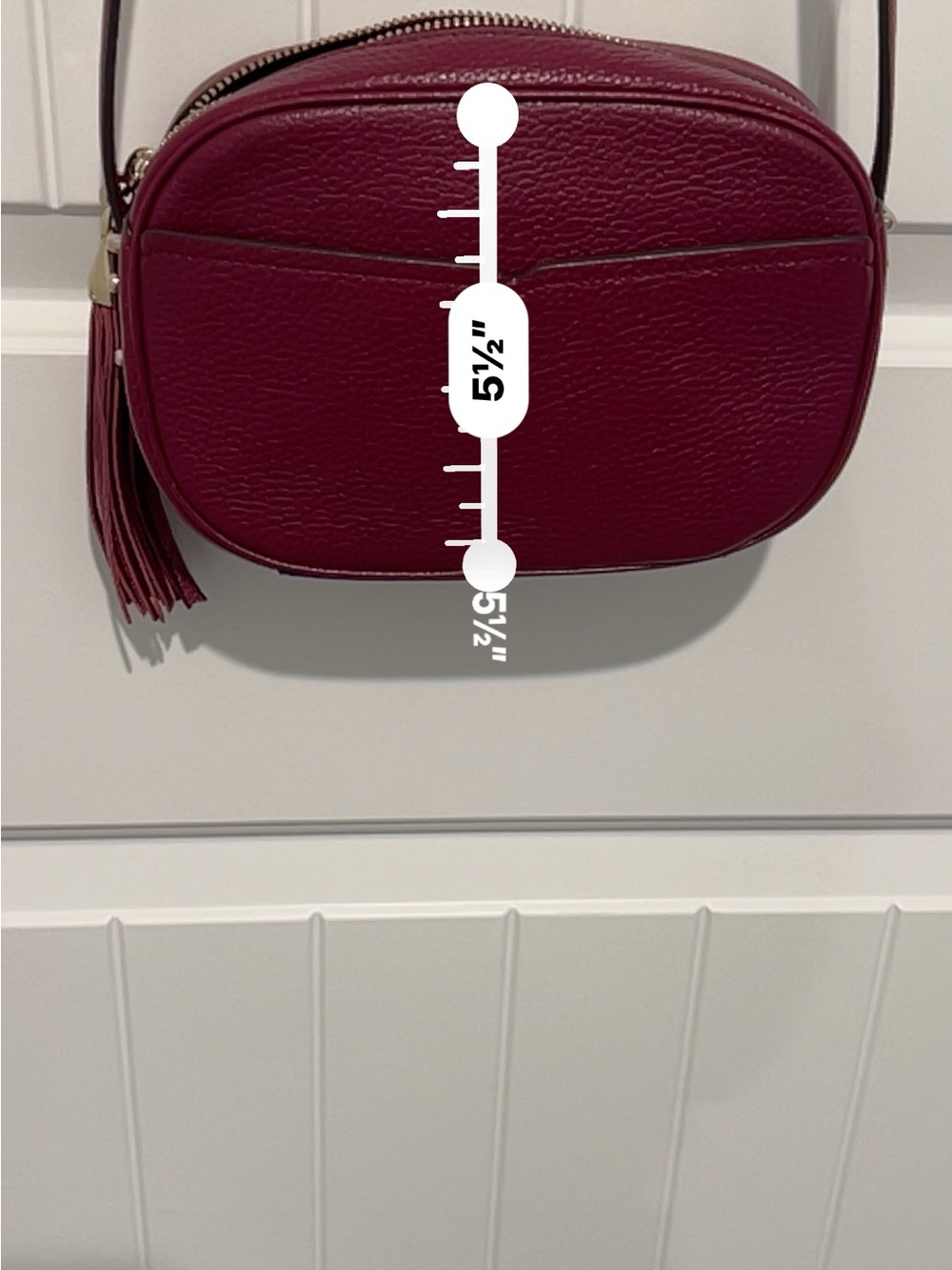 kate spade Wine Pebbled Leather Crossbody Bag with Tassel - Picture 9 of 11